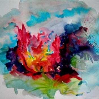 Peinture intitulée "fleur fantastique 2" par Maria Valverde, Œuvre d'art originale