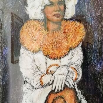 Drawing titled "Dolly Bellefleur 1" by Maria Van Raalten, Original Artwork, Pastel Mounted on Wood Stretcher frame