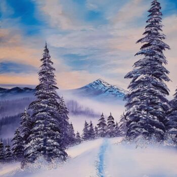 Painting titled "Winter Breath" by Maria Vasileva, Original Artwork, Oil