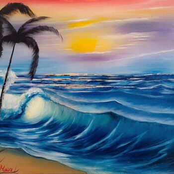 Painting titled "Tropical Seascape" by Maria Vasileva, Original Artwork, Oil