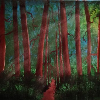 Painting titled "Licht im Wald" by Maria Wien, Original Artwork, Acrylic