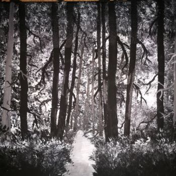 Pintura titulada "Düsterer Wald" por Maria Wien, Obra de arte original, Acrílico