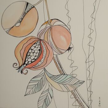 Pintura titulada "Grenades" por Maria Xavier Alves (XAM), Obra de arte original, Acuarela