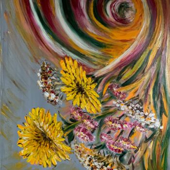 Malerei mit dem Titel "Flowers for me" von Maria Zasidkovych (Mariia), Original-Kunstwerk, Öl