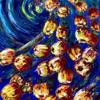 Malerei mit dem Titel "Apples falling into…" von Maria Zasidkovych (Mariia), Original-Kunstwerk, Öl
