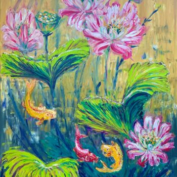 Painting titled "Lotus flowers" by Maria Zasidkovych (Mariia), Original Artwork, Oil