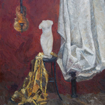 Painting titled "Скрипка. Этюд / Vio…" by Maria Afonina, Original Artwork, Oil