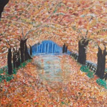 Painting titled "viale alberato" by Maria Bonaria Vargiu, Original Artwork, Oil