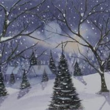 Peinture intitulée "C'est l'hiver" par Maria Bourdon, Œuvre d'art originale