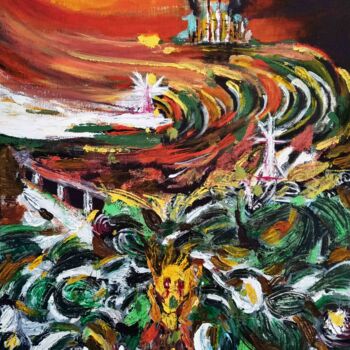 Pittura intitolato "L'urlo dello Stretto" da Mariaceleste Arena, Opera d'arte originale, Acrilico
