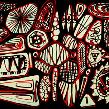 Drawing titled "Diatomee" by Mariaceleste Arena, Original Artwork, Marker Mounted on Wood Panel