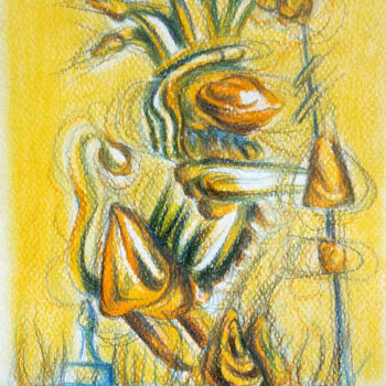 Disegno intitolato "Leone arancino II" da Mariaceleste Arena, Opera d'arte originale, Pastello