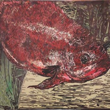 Estampas & grabados titulada "Pesce" por Mariacristina Valletti, Obra de arte original, Xilografía
