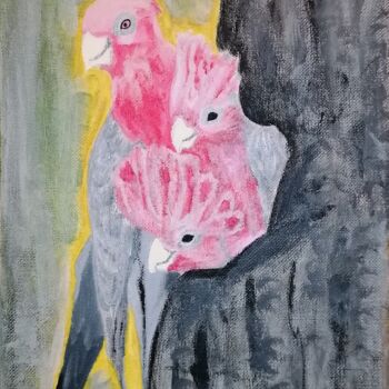 Malerei mit dem Titel "Parrot Family" von Mariacristina Zambuto, Original-Kunstwerk, Acryl Auf Holzplatte montiert