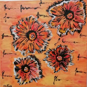 Malerei mit dem Titel "Flowers" von Mariacristina Zambuto, Original-Kunstwerk, Acryl Auf Holzplatte montiert
