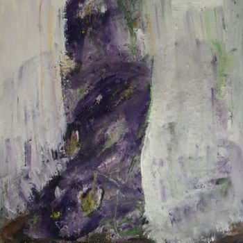 Painting titled "Violet" by Maria Emilov, Original Artwork, Oil Mounted on Wood Stretcher frame