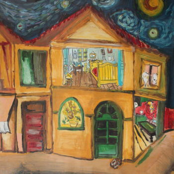 「La casa di Van Gogh」というタイトルの絵画 Cimattiによって, オリジナルのアートワーク, オイル