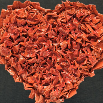 Sculpture titled "Red Heart" by Maria Laranjo, Original Artwork, Plaster
