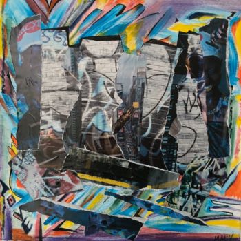 Schilderij getiteld "TAGS SUR LA VILLE" door Marialine Beck, Origineel Kunstwerk, Acryl