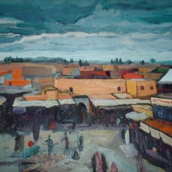 Painting titled "terrasses  de marra…" by Mariam Belhaj, Original Artwork