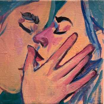 Painting titled "The kiss Поцелуй" by Mariam Gevorgan, Original Artwork, Acrylic