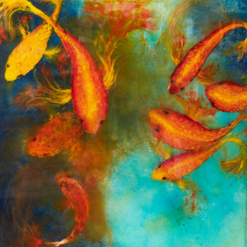 "The Fish think" başlıklı Tablo Myriam Agout tarafından, Orijinal sanat, Petrol Diğer sert panel üzerine monte edilmiş