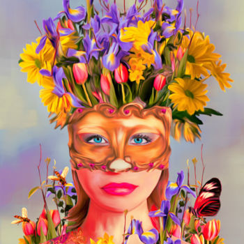 Arts numériques intitulée "Allegory of spring…" par Maria Mata, Œuvre d'art originale, Peinture numérique