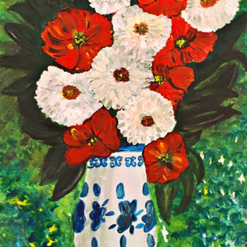 Digitale Kunst mit dem Titel "Acrylic Flower Bouq…" von Maria Mata, Original-Kunstwerk, Digitale Malerei