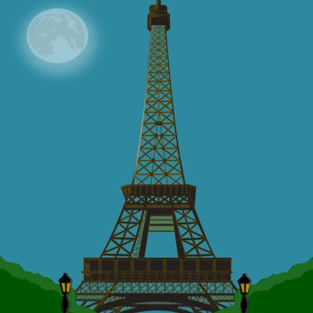 Arts numériques intitulée "Travel Poster Paris" par Maria Mata, Œuvre d'art originale, Travail numérique 2D