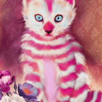 Digitale Kunst mit dem Titel "Sweet Kitten" von Maria Mata, Original-Kunstwerk, Digitale Malerei