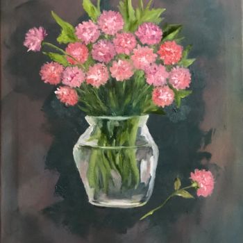 Peinture intitulée "Beginner flowers art" par Maria Meli, Œuvre d'art originale, Huile