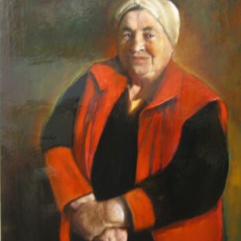 Pintura titulada "Femme en rouge" por Marian Condruz, Obra de arte original, Oleo