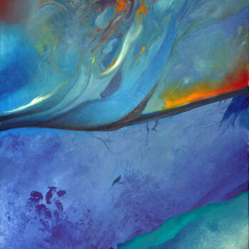 Peinture intitulée "BLUE RHAPSODIE 5" par Marian Czura, Œuvre d'art originale, Huile