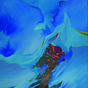 Peinture intitulée "BLUE RHAPSODY 7" par Marian Czura, Œuvre d'art originale, Huile