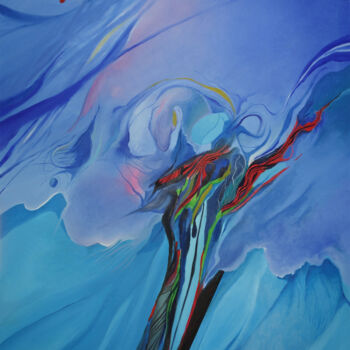 Painting titled "BLUE RHAPSODY 8" by Marian Czura, Original Artwork, Oil
