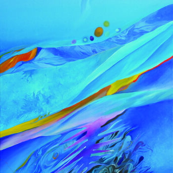 Schilderij getiteld "BLUE RHAPSODY 3" door Marian Czura, Origineel Kunstwerk, Olie