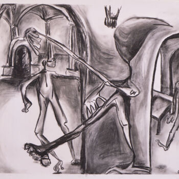 Drawing titled "The light of the do…" by Mariana Araújo, Original Artwork, Charcoal