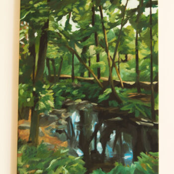 Painting titled "Peaceful River" by Mariana Araújo, Original Artwork, Oil