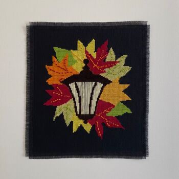 Textile Art titled "Autumn Lantern" by Mariana Ivanova, Original Artwork, Embroidery