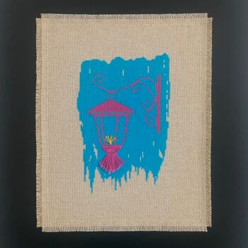 Textilkunst mit dem Titel "Summer Lantern" von Mariana Ivanova, Original-Kunstwerk, Stickerei
