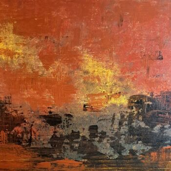 Painting titled "Sunset" by Mariana Mello, Original Artwork, Acrylic Mounted on Wood Stretcher frame