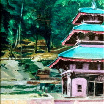 Painting titled "Nepal" by Mariana Molinari, Original Artwork, Oil Mounted on Wood Stretcher frame