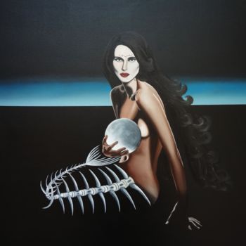 Painting titled "CATRINA DE LOS MARES" by Mariana Tapia, Original Artwork, Oil
