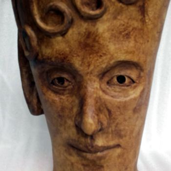 Sculptuur getiteld "Vase à visage" door Marian Cobos, Origineel Kunstwerk, Terra cotta