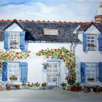Peinture intitulée "Maison Bretonne" par Marian Cobos, Œuvre d'art originale