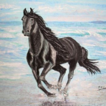 Pintura titulada "Le cheval et la mer" por Marian Cobos, Obra de arte original