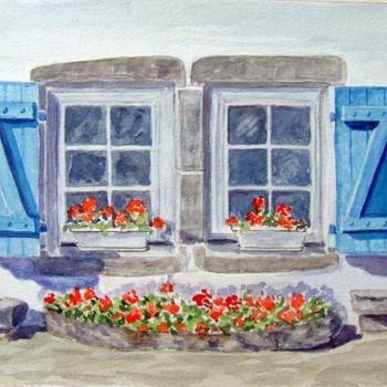 Peinture intitulée "Fenêtre bretonne" par Marian Cobos, Œuvre d'art originale