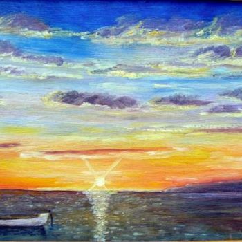 Peinture intitulée "Coucher de soleil" par Marian Cobos, Œuvre d'art originale