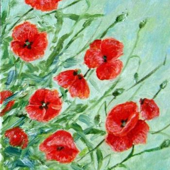 Painting titled "Coquelicots" by Marian Cobos, Original Artwork