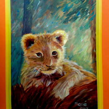 Peinture intitulée "Lionceau" par Marian Cobos, Œuvre d'art originale, Acrylique